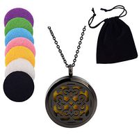 Qmcandy Stainless Steel Aromatherapy Essential Oil Diffuser Bracelet Locket Bangle with Colorful Pads (Black Chinese Knot,20mm)