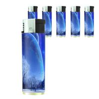 Butane Refillable Electronic Lighter Set of 5 Pieces Planets Design-006