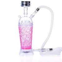 Single Hose Hookah, Portable Easy to Clean Simple Disassembly Shisha Hookah Complete Set Glass Cube Hose Hookah Set Durable Small Hookah Arabian Hookah Set,Bred