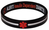 Diabetes Insulin Dependent - Black Reversible Medical Bracelet-L