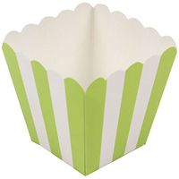 JAM PAPER Popcorn Box - 3 x 3 - Lime Green Striped - 10/Pack