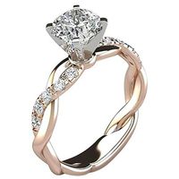 Sunhusing Ladies European Style Luxury Silver Ring Bridal Zircon Diamond Elegant Engagement Wedding Rings(Rose Gold,Size:8)