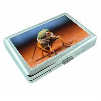 Fly Insect Em1 Hip Silver Cigarette Case Id Holder Metal Wallet 4" X 2.75" RFID Protection