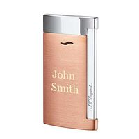 Personalized S.T.Dupont Slim 7 Single Torch Flame Lighter - Brushed Copper & Chrome with Free Laser Engraving