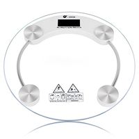 Home Bathroom Round Digital LED Tempered Glass Body Weight High Precision Electric Scale (US Stock)