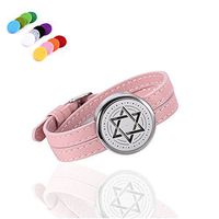 constantlife Adjustable Leather Band Bracelet Stainless Steel Scent Jewelry Fragrancy Essential Oil Diffuser Lockets for Girl Women (Star)
