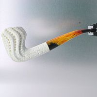 Meerschaum Lattice Finish Freehand Tobacco Pipe 1/4 Bend by Paykoc M02756