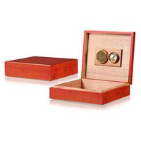 Smoking Set/Compact Cigar Cabinet Cedar Wood Lining Cigarette Cassette with Humidifier and Hygrometer Professional Storage Cigar Humidors Men's Gift Box Can Accommodate 20 Cigars Mute