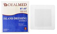 Dealmed Sterile Bordered Gauze Island Dressings, Non-Stick, Latex-Free, 6" x 6", 25 Count