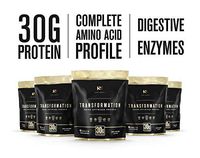 Transformation Protein | Premium 30g All Natural Egg White, Collagen, Pea & Rice Protein Powder Shake | 9 Essential BCAA Amino Acids | Probiotics, Enzymes, MCT Oil, for Maximum Absorption - (5 Pack)