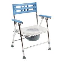 Folding Commode Chair with Padded Toilet Seat Bathroom Anti-Slip Adjustable Height Bathroom Shower Stool Elderly Person/Pregnant Woman/Handicapped Person Potty Chair