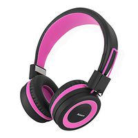 Kanen i50 Stereo Lightweight Foldable Headphones Adjustable Headband Headsets with Microphone 3.5mm for Cellphones Smartphones Iphone Laptop Computer Mp3/4 Earphones (Pink/Black)
