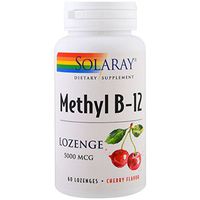 Solaray Methyl B 12 5000 Mcg, Lozenge Cherry, 60 Count