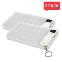 YepLife Automatic Pill Dispenser, Round Weekly 7-Day 28 Grids Electric Medicine Pill Organizer Case with Removable LED Alarm Timer (White)