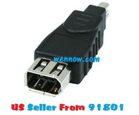 WennoW IEEE 1394 6 Pin Female To 4 Pin Male Firewire Adapter