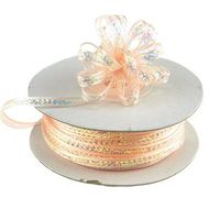 Ben Collection 1/8" X 50 Yards Iridescent Pull String Bows Ribbon (Light Peach)