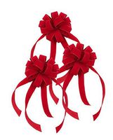 Down Home Designs Classic Red Velvet Christmas Valentines Holiday Bows (3pack) Wired 12 Loop (10inx22in)