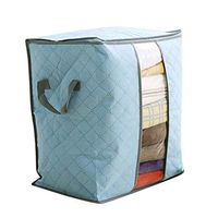 ZTY66 Bamboo Breathable Storage Bag/Organizer Box Non Woven for Clothes, Blanket, Quilt. 48 x 30 x 50CM (Sky Blue)