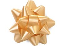 Pack Of 48, Medium Solid Gold Star Poly Gift Bows 3-1/2" x 13 Loops Made In Usa