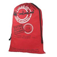 Blank Santa Sack, Personalized Christmas Gift Bag with Drawstring and Gift Ribbon Jumbo Size 27.6"x19.7"（Red）