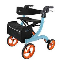 4 Wheel Rollator Walker, Folding Aluminum Transport Chair Medical Rolling Walker with Seat & Bag for Senior, Elderly Mobility Aid