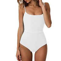 Londony ◈ Women's High Cut Low Back Bathing Suits Athletic Training Adjustable Strap One Piece Swimsuit Swimwear White