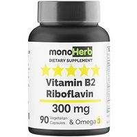 Vitamin B2 300 mg Riboflavin - Against Migraine - 90 Capsules with Omega 3