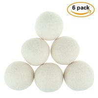 100% Wool Dryer Balls,Reusable Natural Fabric Softener Wool Dryer Balls 6 Pack