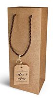 Tullee Brown Kraft Paper Wine Gift Bags with Handles, Liquor Gift Bags, Elegant, Earthy, Reusable, Strong, Pack of 20 Wine Bags Includes 20 Gift Tags