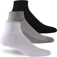 Facool Non-Binding Diabetic Socks Mens Womens, Circulatory Seamless Cotton Quarter Socks Loose Fit 3 Pairs Black/Grey/White Medium