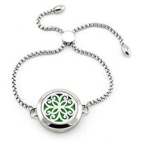 AZORA Essential Oil Diffuser Bracelet Stainless Steel Slider Chain Locket Charm with 8 Refill Pads Jewelry Gift