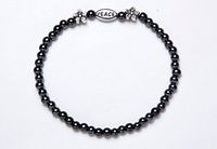 Black & Silver Magnetic Therapy Peace Stretch Bracelet (Size Medium - 7.5")