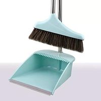 Ainia Broom and Dustpan Set 84cm 80cm with Combs for Hair Removal Home Kitchen Room Office Lobby Floor Use Upright Stand up,Blue