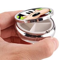 DISNEY COLLECTION Pill Box 3 Compartment Disney Goofy Round Metal Silver Button Medicine Organizer Box Convenient Jewelry Box Vitamin Fish Oil Supplement Gift
