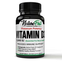 Highest Quality Formula Vitamin D3 5,000 IU Superior Absorption, 60 Tiny Soft-gels per Bottle, Gluten Free & Non-GMO Best Vitamin D3 Supplement. Healthy Muscle Function, Bone Health & Immune Support