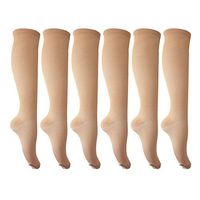 Knee High Compression Stockings Support 15-20mmHg Opaque Maternity Pregnancy Compression Socks Ankle & Arch Support (Beige S/M)