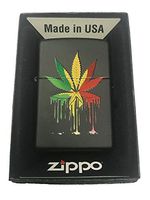 Zippo Custom Lighter - Drippy Rasta Marijuana Weed Pot Leaf Design - Gifts for Him, for Her, for Boys, for Girls, for Husband, for Wife, for Them, for Men, for Women, for Kids