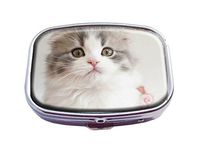 Top A Cat Custom Personalized Square Pill Box Decorative Box Vitamin Container Pocket Or Wallet (Cat -9)