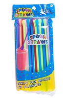 Jacent Plastic Multicolored Snow Cone Spoon Straws, 80 Count per Pack, 3 Pack