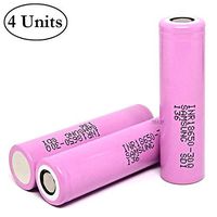 M&A BD 4 Units of 3000mAh, Pink-30Q, 15A, Rechargeable, Replacement for 18650-Battery, Flat Top, for LED Flashlight, Power Bank