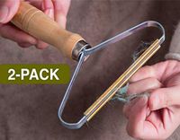 Portable Lint Remover and Fabric Shaver| Pure Copper with Wooden Handle | Clothes Fuzz Shaver Roll Cutter | Works on a Variety of Fabric Surfaces | 2-Pack