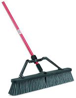 Libman Commercial 825 Rough Surface Heavy Duty Push Broom, 64" Length, 24" Width, Black/Red/Grey (Pack of 3)