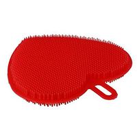 Silicone Washing Brush, InKach Heart Shape Silicone Dishwashing Sponges Wash Bowl Brush Soft Environmental Silicone Dish Brush (Red)
