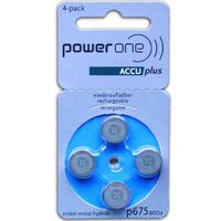 PowerOne ACCU plus Size 675 Rechargeable Hearing Aid Batteries