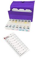 Twice-a-Day Weekly Pill Organizer with Travel Pill Case and Organizer Cards (Purple)