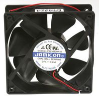 Jamicon JF1238B2MR-R DC Brushless Tubeaxial Fan, 24V, 101.3 CFM, 230mA, 5.28 Watts, 120 mm L x 120 mm W x 38 mm H