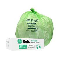 Reli. Biodegradable 33 Gallon Trash Bags (250 Count Bulk) Green Eco Friendly Garbage Bags 30 Gallon, 33 Gallon, 35 Gal Capacity, Oxobiodegradable Under Certain Conditions (See Product Description)