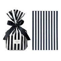 We Moment Black Stripe Clear Cello Bags Candy Plastic Favor cellophane Treat Bags,Pack of 50
