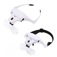 Headband Magnifier Glasses LED Head Magnifying Glasses Jewelers Loupe Magnifying Head Hands Free Illuminated LEDs Headband Glass Eye Magnifying Repair Tool Magnifier Glasses 1.0X 1.5X 2.0X 2.5X 3.5X