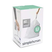 simplehuman Code U Custom Fit Drawstring Trash Bags, 55 Liter / 14.5 Gallon, 3 Refill Packs (60 Count)